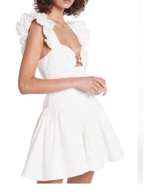 Aje off white Mini Dress with Gold Ring Detail